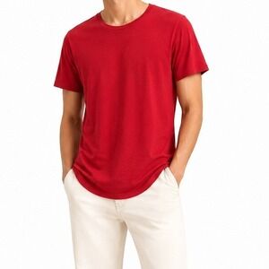 Goodlife Triblend Crew‎ Neck T Shirt Red Curved Hem Men's Small